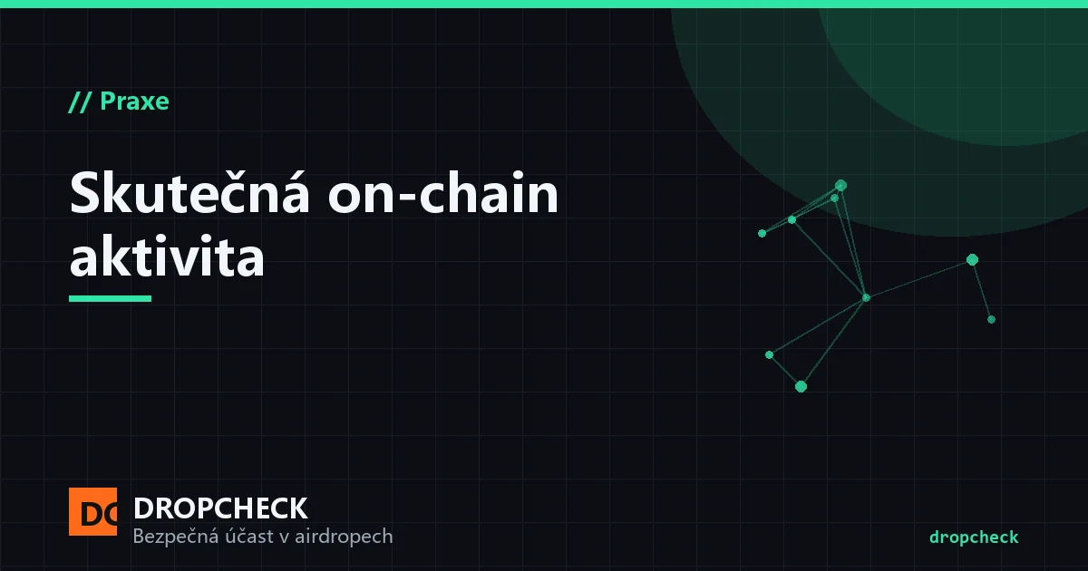 Ilustrace skutečné on-chain aktivity: přirozené interakce peněženky rozložené v čase, více scénářů a reálné částky